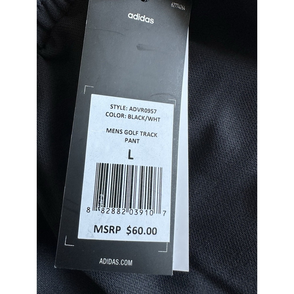 Adidas Golf Track Pants Woven Black Sweatpants 3 Stripe Mens Size Large ADVR0957 - Picture 7 of 7